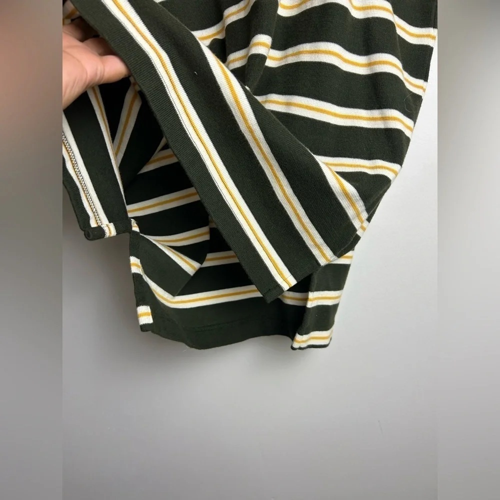 VTG Tommy Hilfiger Green Striped‎ Polo Shirt Mens Sz L Logo Thermal Equestrian